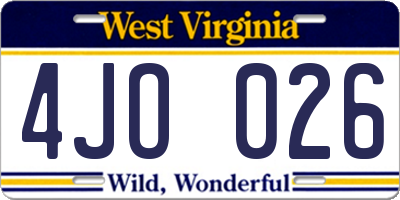 WV license plate 4JO026