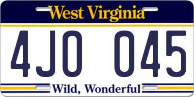 WV license plate 4JO045