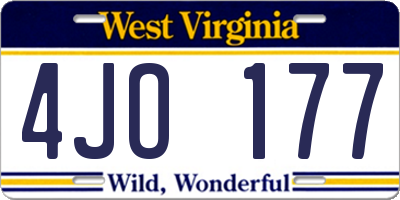 WV license plate 4JO177