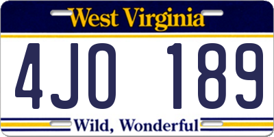 WV license plate 4JO189