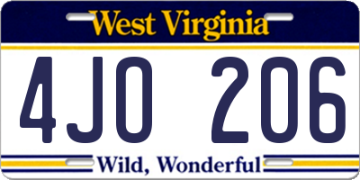 WV license plate 4JO206