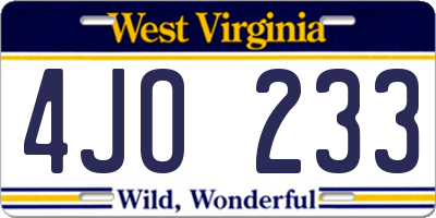 WV license plate 4JO233