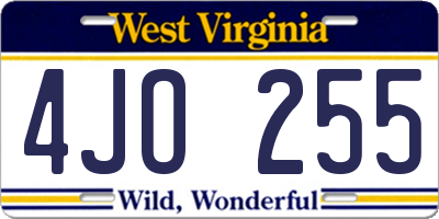 WV license plate 4JO255