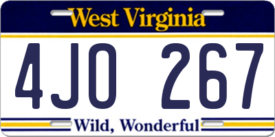 WV license plate 4JO267
