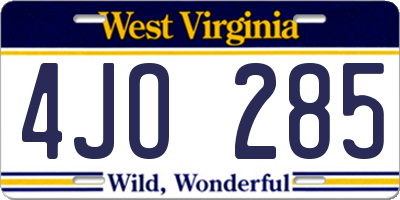 WV license plate 4JO285