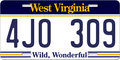 WV license plate 4JO309