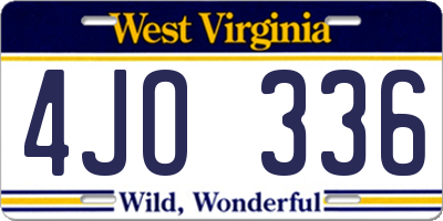 WV license plate 4JO336