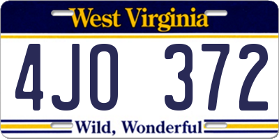 WV license plate 4JO372