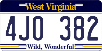 WV license plate 4JO382