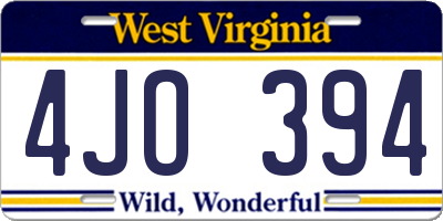 WV license plate 4JO394
