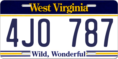 WV license plate 4JO787