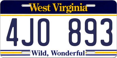 WV license plate 4JO893