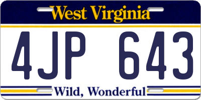 WV license plate 4JP643