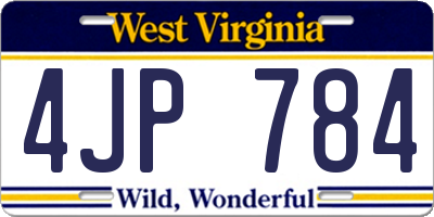 WV license plate 4JP784