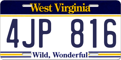 WV license plate 4JP816