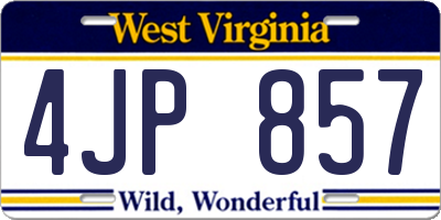 WV license plate 4JP857