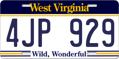 WV license plate 4JP929
