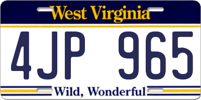 WV license plate 4JP965