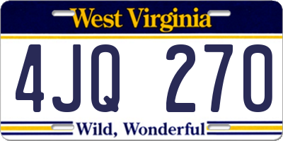 WV license plate 4JQ270