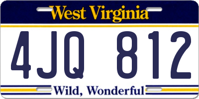 WV license plate 4JQ812