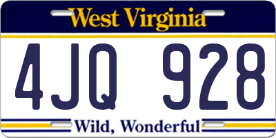 WV license plate 4JQ928