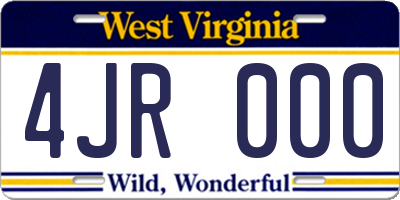 WV license plate 4JR000