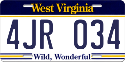WV license plate 4JR034