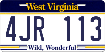 WV license plate 4JR113