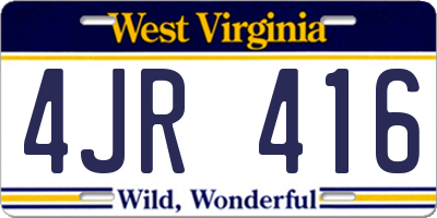 WV license plate 4JR416