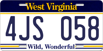 WV license plate 4JS058