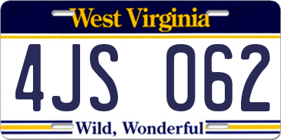 WV license plate 4JS062