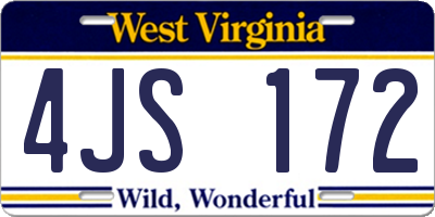 WV license plate 4JS172