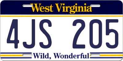 WV license plate 4JS205