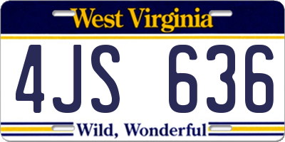 WV license plate 4JS636