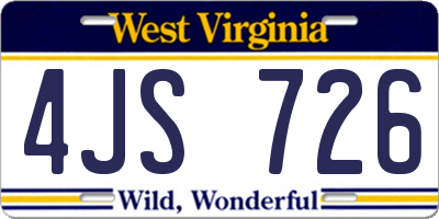 WV license plate 4JS726