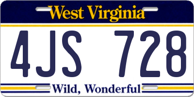 WV license plate 4JS728