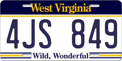 WV license plate 4JS849