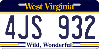 WV license plate 4JS932