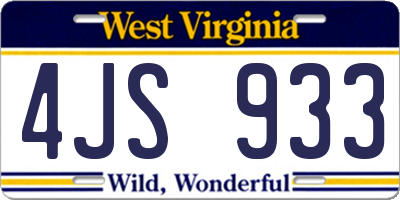 WV license plate 4JS933