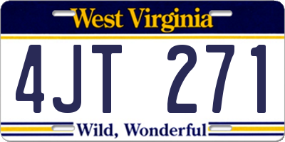 WV license plate 4JT271
