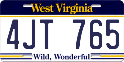 WV license plate 4JT765