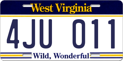 WV license plate 4JU011
