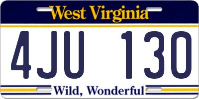 WV license plate 4JU130