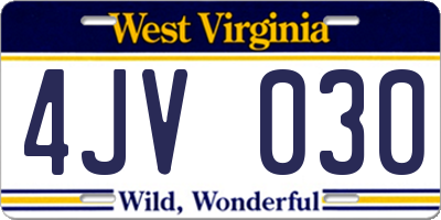 WV license plate 4JV030