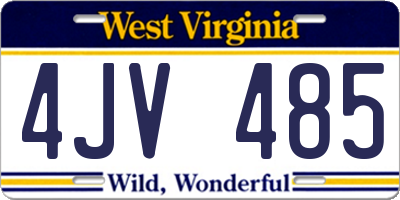 WV license plate 4JV485