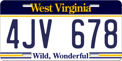 WV license plate 4JV678