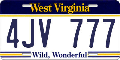 WV license plate 4JV777