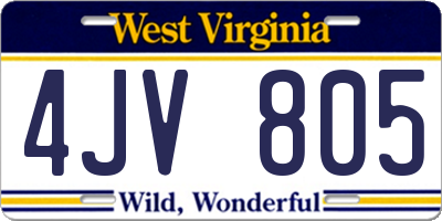 WV license plate 4JV805