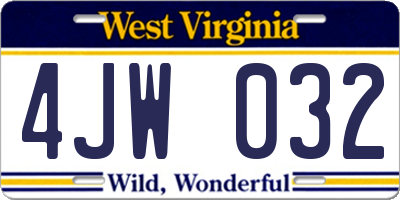 WV license plate 4JW032