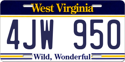 WV license plate 4JW950